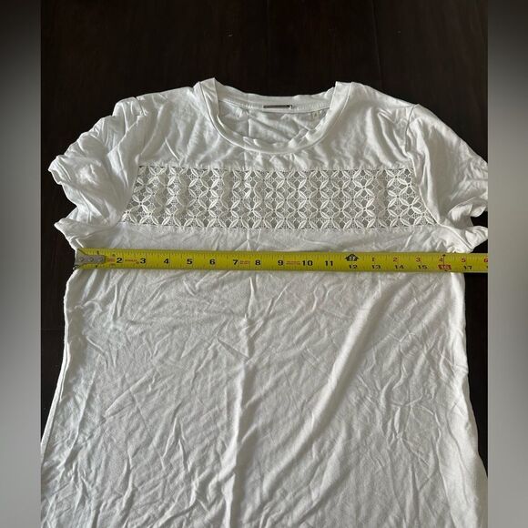 Elie Taheri White Short Sleeve Lace Insert T Shirt (size M) - Picture 5 of 8